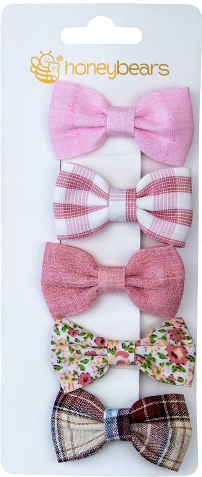 Honeybears haaraccessoires baby set van 5 – Kraamcadeau – Haar strikjes rose kinderen – Baby strikjes