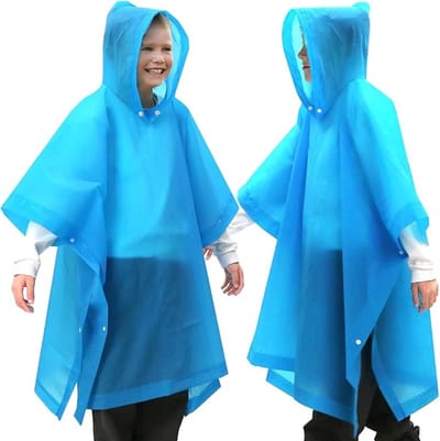 Famanu – Set van noodregenponcho’s voor kinderen, herbruikbaar en waterdicht, met capuchon