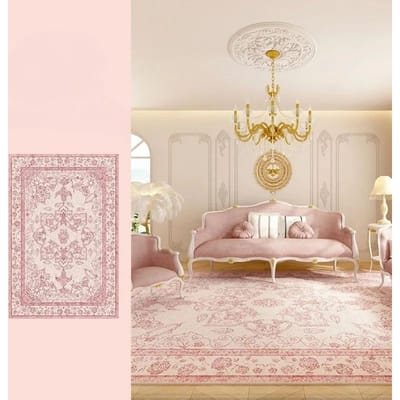 Nieuw Retro Perzisch Woonkamer Tapijt - Roze Luxe Waterdichte Matras Wasbaar en Afwasbaar - Schoon Slaapkamer Vloerkleed 80*120cm