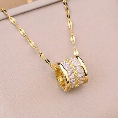 1 stuks 18k Verguld Luxe High-End Roestvrij Staal Ketting, Versierd met Strass, Kleurvast, Multifunctioneel, Elegante Choker Ketting one-size