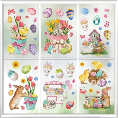Paas Kabouter Stickers - Raamdecoratie Glas - Feestelijke Aankleding - Dubbelzijdig Statisch - 9 Vellen Set