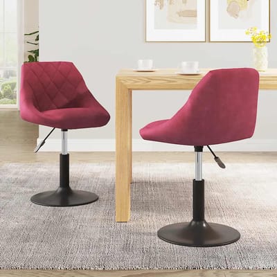 vidaXL - Eetkamerstoelen - draaibaar - 2 - st - fluweel - wijnrood