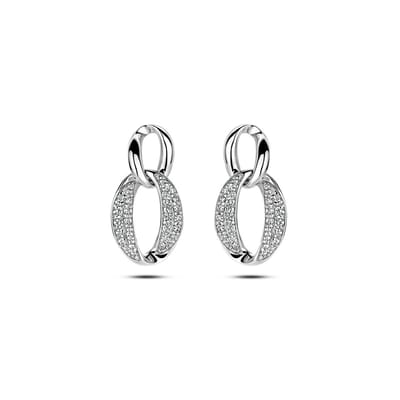 Zilver Gerhodineerd Oorhangers Zirkonia 1336758