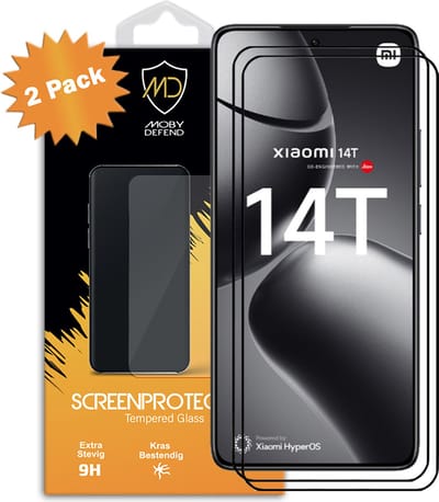 2-Pack MobyDefend Screenprotectors - Geschikt voor Xiaomi 14T - Screensavers Met Zwarte Randen - Gehard Glas