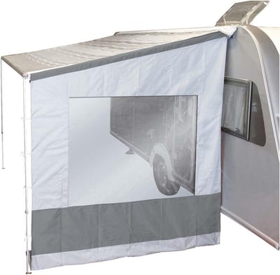 Zijwand Caravanluifel - Universele Luifelwand - Kampeercomfort Vergroten - Met Raam Verstelbaar - 250 cm Breed - Grijs