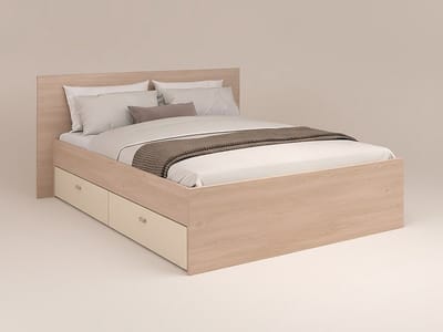 Vente-unique Bedframe hout beige, natuurlijk licht 140 x 190 cm