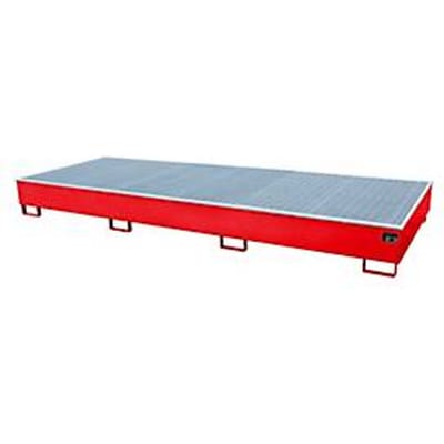 Bauer RW-GR 3600-3 PE vakkenbak, met rooster en PE inzet, B 3262 x D 1312 x H 383 mm, tot 1000 liter, gelakt staal, rood