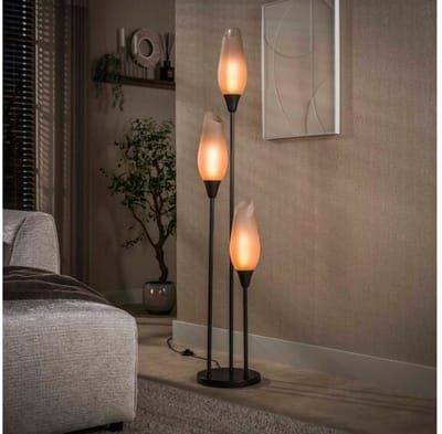 Vloerlamp Cocoon 3-lichts Frosted Sienna bruin – hotel chique design - 35x35x168 cm
