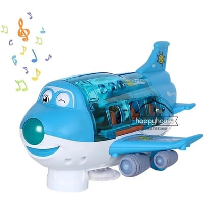 Elektrisch Vliegtuig Speelgoed voor Kinderen met Muziek Simulatie Verkeersvliegtuig Cadeau voor Jongens Meisjes Kinder Verjaardagscadeau blauw