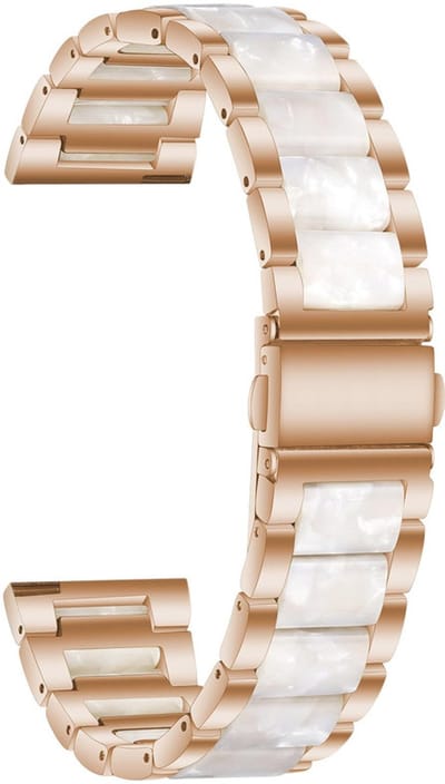 Stalen bandje - geschikt voor Garmin Venu 2s / 3s / 4 (41mm) / Vivoactive 4s / Forerunner 255s / 265s - Huawei Watch GT 5 Pro - 42mm / GT 6 / GT 5 / GT 4 - 41mm - rvs - rosegoud wit