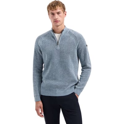 No Excess Pullover Half Zip 2 Colored Chenille Dusty Blue Maat: XXL | Sweaters Outlet | Heren | Blauw