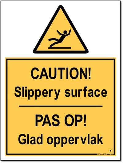 Glad oppervlak bord - Caution! - Forex - 30 x 40 cm - Weerbestendig