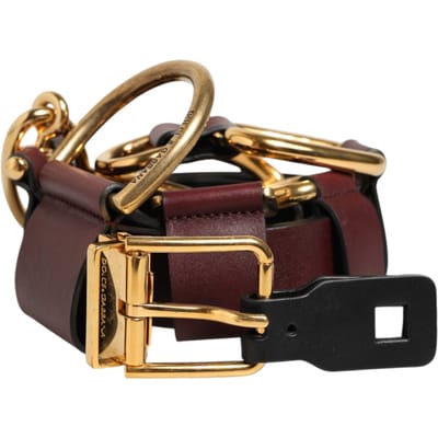 Dolce & Gabbana Bruin Sleutelring Clip Bevestigingen Gesp Riem