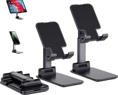 Igoods Tablet Houder - Telefoonhouder - Opvouwbaar en Verstelbaar - Aluminium - Antislip - Zwart