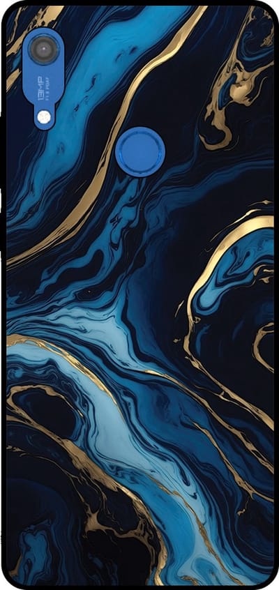 Smartphonica Telefoonhoesje Geschikt voor Huawei Y6S met marmer opdruk - TPU backcover case gold blue marble design - Goud Blauw geschikt voor Huawei Y6S