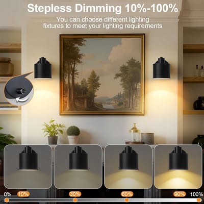 Draaibare Zwarte Wandlamp met Dimmer voor Binnen - Industriële Stijl E27 Spots