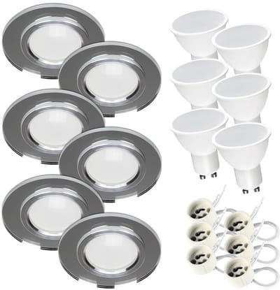 Kwazar Luminaire LED-inbouwspot 230V plat 7W badkamer inbouwverlichting plafondspots plafondspots, warm wit 3000K inbouwspots voor badkamer keuken woonkamer (helder, x6)
