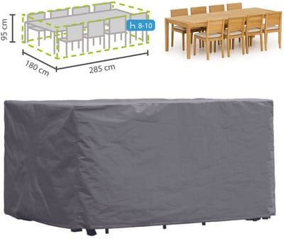 Perel Buitenhoes voor tuinset, grijs, rechthoekig, 285 cm x 180 cm x 95 cm
