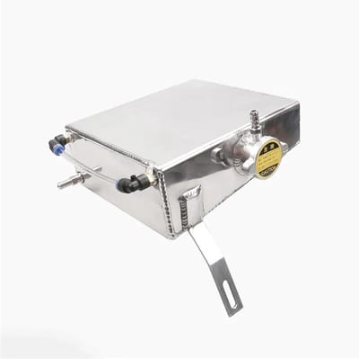 Expansievat Koelvloeistof - Overlooptank Reservoir - Motorkoeling Verbeteren - Volledig Aluminium Constructie - 2 Liter Capaciteit - Zilver