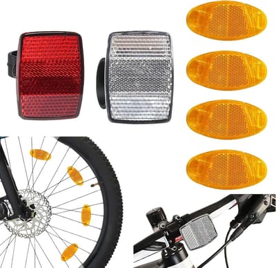 Set van 6 Fietsreflectoren – Voorwiel, Achterwiel en Spaken Reflectoren – Eenvoudig te Monteren – Veilig Fietsen in het Donker met Cat-Eye Stijl – Geschikt voor Alle Fietstypes en Verhoogt Zichtbaarheid