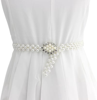 DA65 Parelriem, bruiloft, bruidsmeisje, riem, parels, bruiloft, bruid, sjerp, jurk, riem, riem