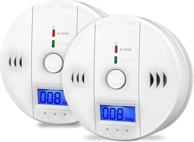 Vitdipy - Koolmonoxidemelders - 2 stuks - Co-Melder - Werkt Op Batterijen - Met Digitaal Led-Display - Met Kunstmatig Alarmgeluid - Brandmelders - Wit