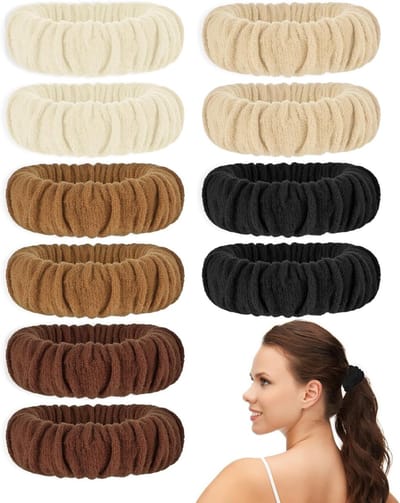 10 Stuks Katoenen Haarelastieken voor Meisjes, Geen Trekking Scrunchies, Fluffy Ponytail Holders, Sterke Elasticiteit voor Dun en Dik Haar, Perfect voor Diverse Haarstijlen