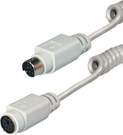 Mini DIN 6-pins PS/2 data spiraal verlengkabel / zwart - 2 meter