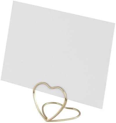Chaks Plaats/naamkaart houder - hart vorm - 6x - goud - bruiloft tafelschikking