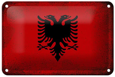 Blechschild Flagge Albanien 18x12cm Flag Albania Vintage