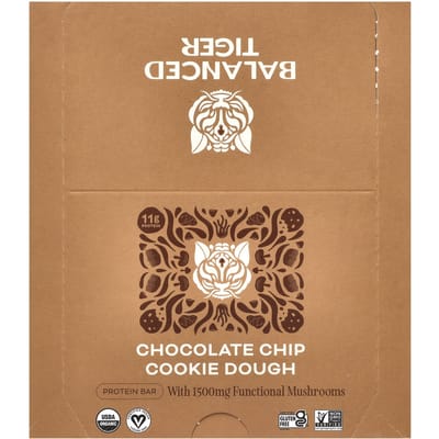 Balanced Tiger, Eiwitreep, Chocolate Chip Cookie Dough, 12 repen, 1,55 oz (44 gr) Elk