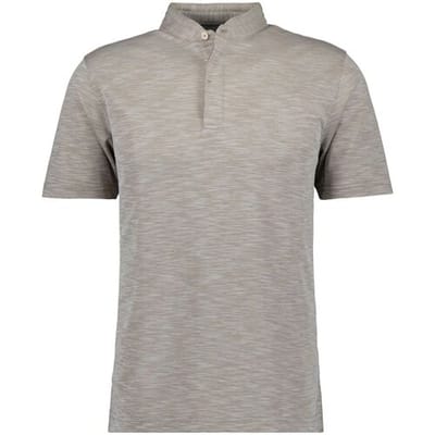 Ragman Polo Soft Knit Flame Design Stand Up Collar Beige Melange / male