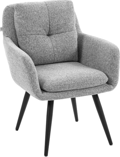 Homcom Accent Chair-Polyester, Metaal-72L x 65B x 86H cm-Lichtgrijs