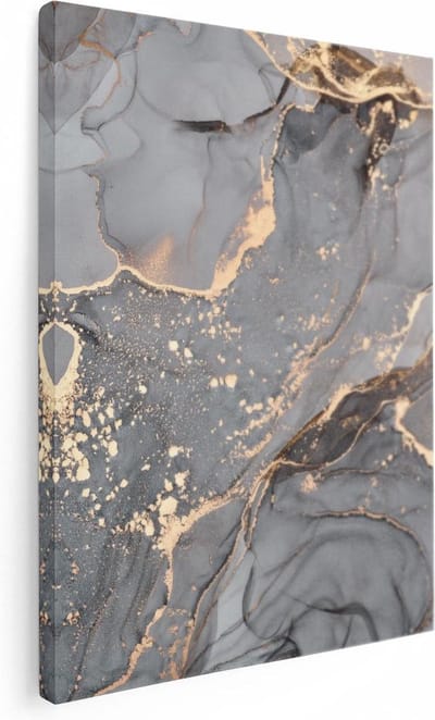 Artaza Canvas Schilderij Marmer Goud - 30x40 cm - Klein - Muurdecoratie Abstract - Wanddecoratie Woonkamer - Kamer Accessoires