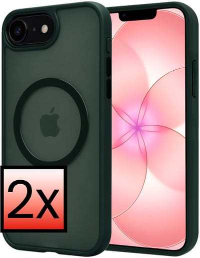 Hoesje - 2 Stuks - Geschikt voor Apple iPhone 17e - Magsafe Compatible - Sterk & Shockproof - Back Cover - Shock Proof Case - Telefoon Hoes - Donkergroen