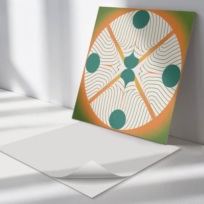 Wallfluent Vinyl Tegels - Abstract Cirkelvormig Patroon Vinyl Tegels Zelfklevend - 30 cm x 30 cm - Groente PVC Tegels - Verpakking van 9 stuks - Vierkant PVC Tegels - Abstractie Plaktegels - Zelfklevende Vinyltegels - Plaktegels Keuken en Badkamer
