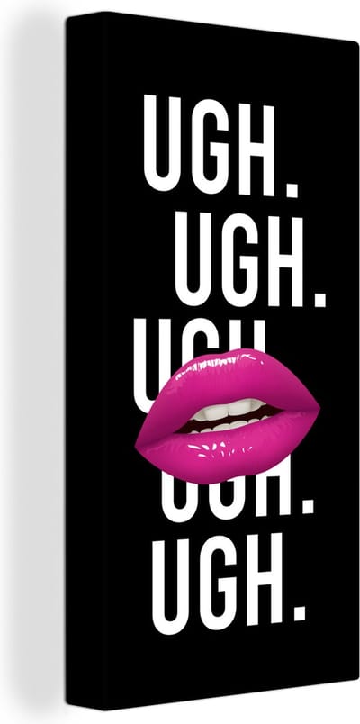 Canvas Schilderij Kids - Quotes - Tanden - Ugh. Ugh. Ugh. Ugh - 20x40 cm - Wanddecoratie