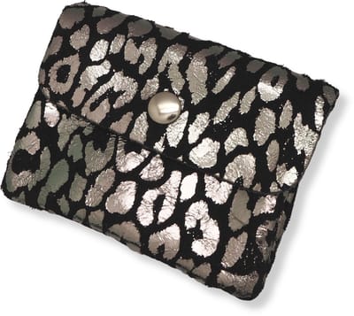 Bijoutheek Portemonnee Leer Italiaans Suede Leopard Black