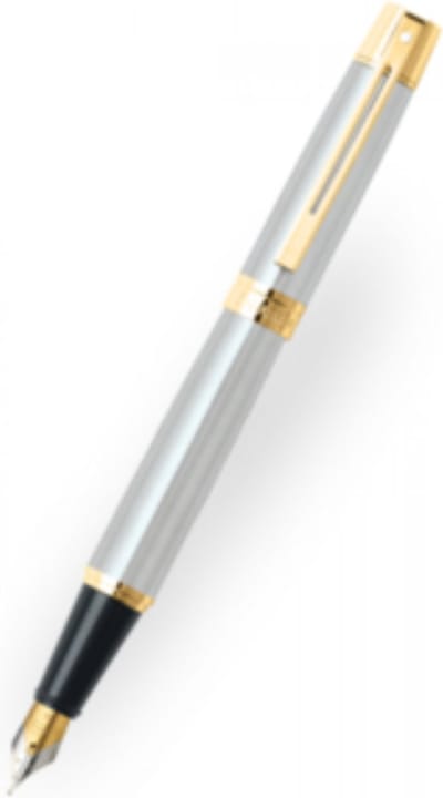 Sheaffer vulpen - 300 - chroom met goud en glanzend zwart - penpunt M - inclusief convertor voor vulling