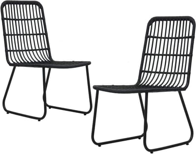 Tuinstoelen 2 stuks - Buitenstoelen Patio - Buiten Zitten - Hoge Rugleuning - 63 x 62 x 55 cm - Zwart