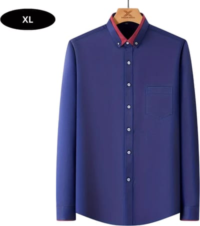 Bovista Overhemd Heren - Volwassenen - Lange Mouwen - Strijkvrij - Lange Mouw - Marineblauw - Maat XL