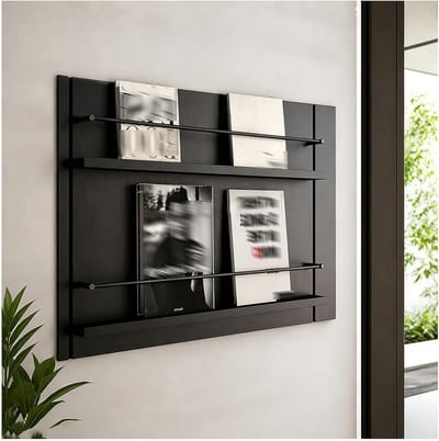Metalen Plank Leuning - Stopstang Buisrail - Spullen Beveiligen - Gladde Afwerking - 90 cm - Zwart