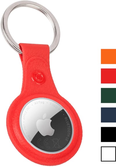 Hoesje Geschikt voor Apple AirTag 2 Sleutelhanger Houder Leder Look Hoes - Sleutel Hanger Case Hoesje Geschikt voor Apple AirTag 2e generatie Hoesje - Rood