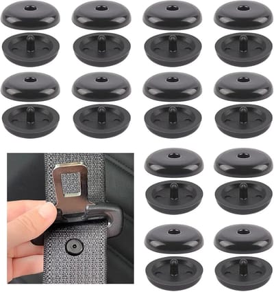 12 paar veiligheidsgordelstoppers, kunststof gordelstopper, robuust en duurzaam, veiligheidsgordelstopper, autogordelknop voor de meeste veiligheidsgordels in de auto, zwart