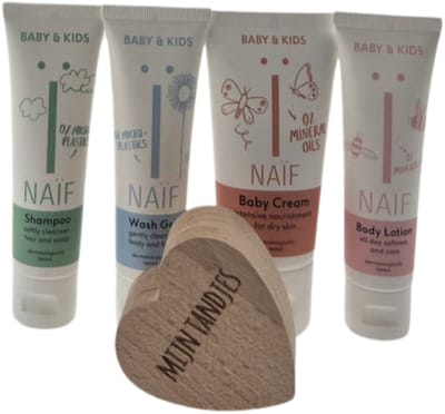 Naif Baby Kraamcadeau Verzorging Mini's met Tandbewaardoosje – Luxe Verzorgingsset | Wellness Giftbox | Verwen Cadeaupakket voor Baby's