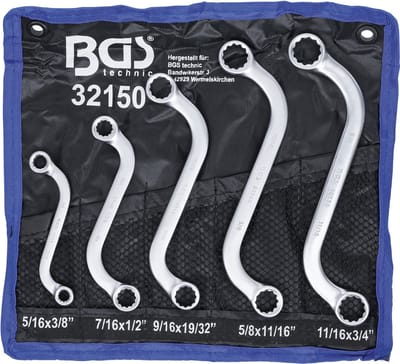 Ringsleutelset BGS S vormig 5 delig (engels) BGS 32150