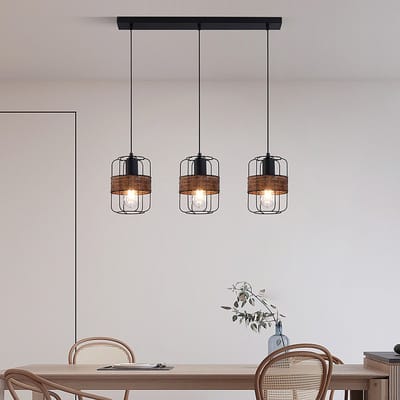 LumenXL Industriële zwarte hanglamp in rotan - Hira
