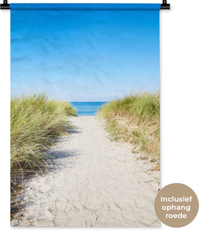 Wandkleed - Wanddoek - Strand - Pad - Zomer - 60x90 cm - Wandtapijt