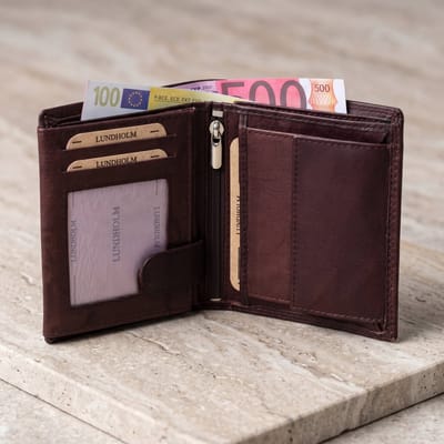 Lundholm leren portemonnee heren zeer soepel nappa leer staand model - billfold model bruin met RFID anti-skim bescherming | Cadeau voor man | Mannen cadeautjes Cadeau voor hem