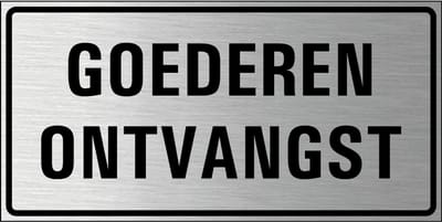 Goederenontvangst bord, geborsteld aluminium 200 x 100 mm